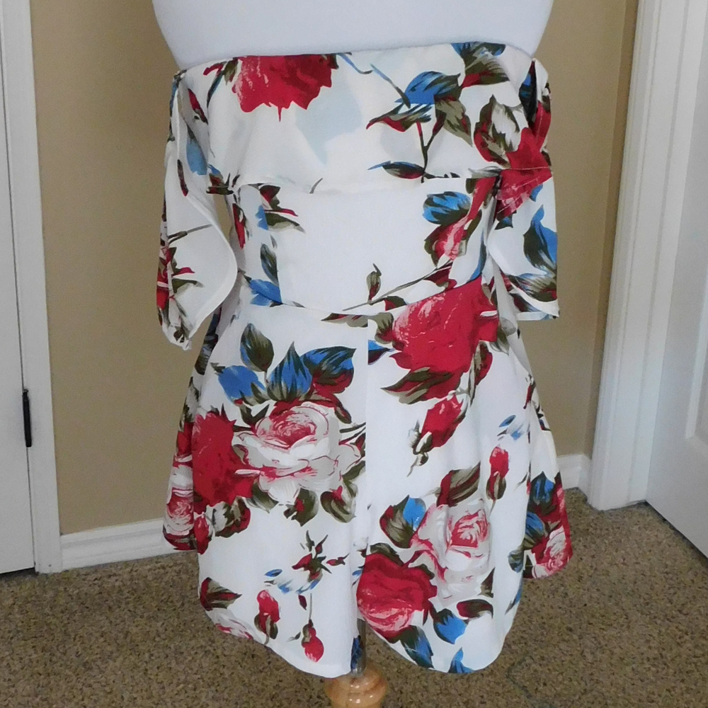 White Romper with Red Roses